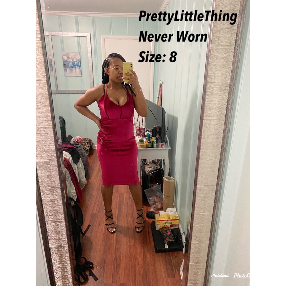 PrettyLittleThing Burgundy Dress
